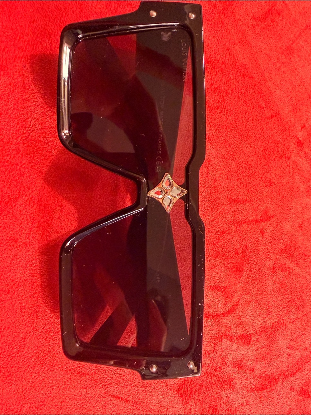 Louis Vuitton Black Shield Sunglasses with Gold Emblem